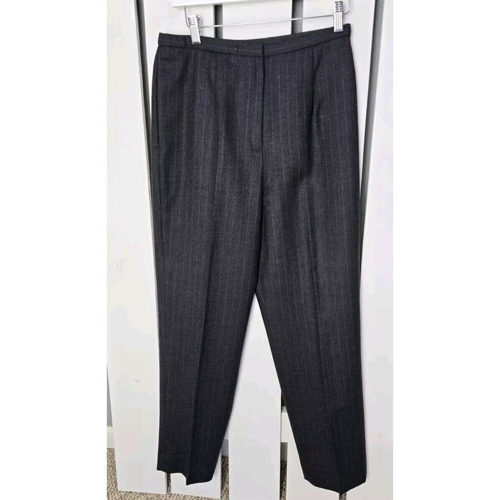 Pendleton‎ Pinstripe Wool Pants 10P Grey High Waist Pleated Work Trouser Career
